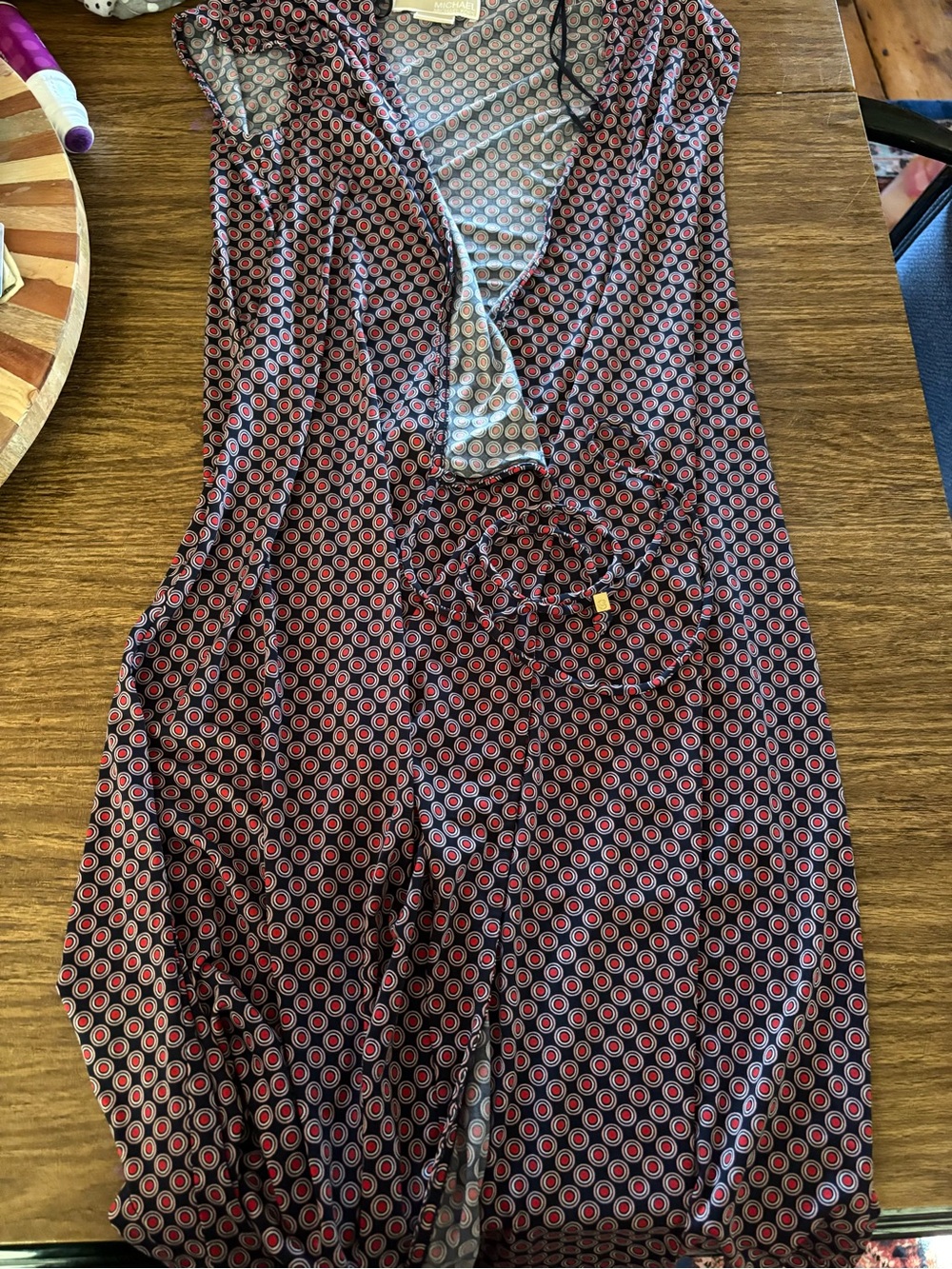 Michael Kors Navy and Pink Geometric Wrap dress